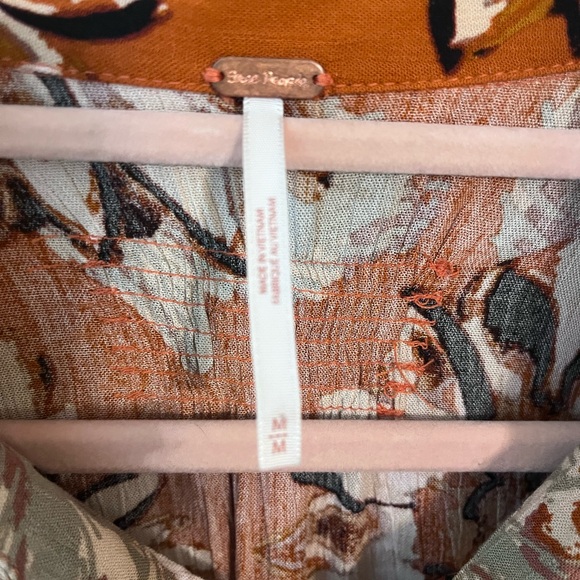 Free People Floral Blouse - Orange and Pink - Picture 4 of 8